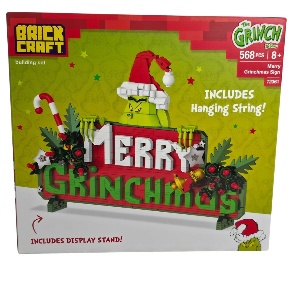 Brickcraft The Grinch Merry Grinchmas Sign Building Set 568 Pieces Christmas NEW